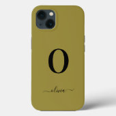 Monogram Script Name Personated Gold en Black Case-Mate iPhone Case (Achterkant)