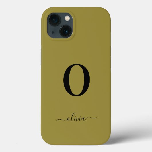 Monogram Script Name Personated Gold en Black Case-Mate iPhone Case (Achterkant)