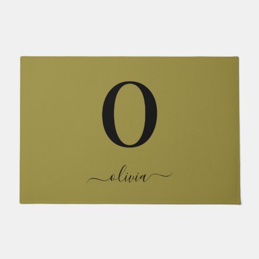 Monogram Script Name Personated Gold en Black Deurmat (Voorkant)