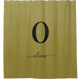 Monogram Script Name Personated Gold en Black Douchegordijn