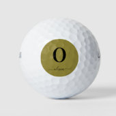 Monogram Script Name Personated Gold en Black Golfballen (Voorkant)