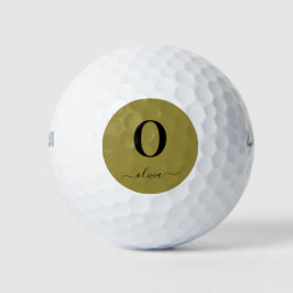 Monogram Script Name Personated Gold en Black Golfballen