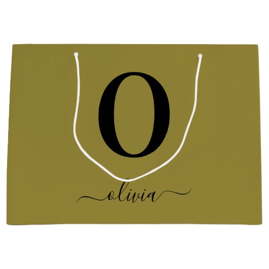 Monogram Script Name Personated Gold en Black Groot Cadeauzakje (Voorkant)