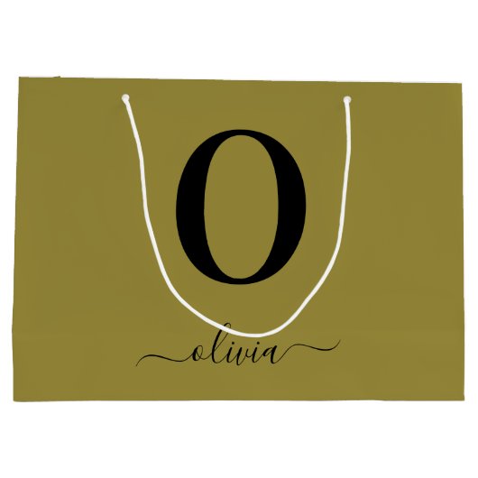 Monogram Script Name Personated Gold en Black Groot Cadeauzakje (Achterkant)