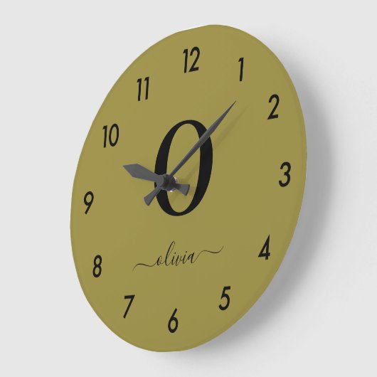 Monogram Script Name Personated Gold en Black Grote Klok (Hoek)