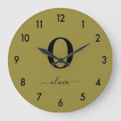 Monogram Script Name Personated Gold en Black Grote Klok (Voorkant)