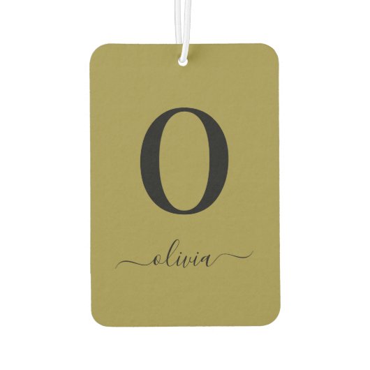 Monogram Script Name Personated Gold en Black Luchtverfrisser (Achterkant)