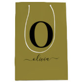 Monogram Script Name Personated Gold en Black Medium Cadeauzakje (Voorkant)