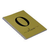 Monogram Script Name Personated Gold en Black Notitieboek (Rechterzijde)