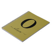 Monogram Script Name Personated Gold en Black Notitieboek (Linkerzijde)