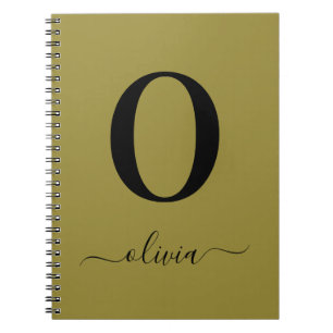 Monogram Script Name Personated Gold en Black Notitieboek