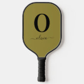 Monogram Script Name Personated Gold en Black Pickleball Paddle (Achterkant)
