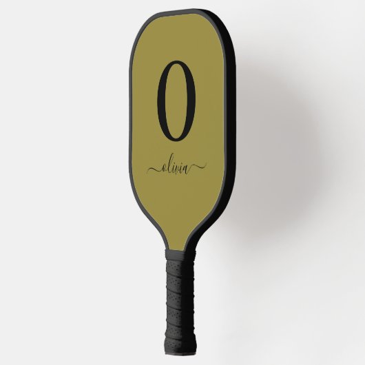Monogram Script Name Personated Gold en Black Pickleball Paddle (Links)