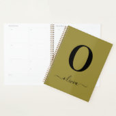 Monogram Script Name Personated Gold en Black Planner (Display)