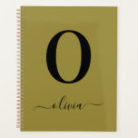 Monogram Script Name Personated Gold en Black Planner<br><div class="desc">Dit stijlvolle monogram en elegante scriptnaamontwerp kunnen worden gegeven als cadeau voor een verjaardag, een huwelijksgunst, een vrijgezellenfeest of elke gelegenheid. Het kan met het initiaal en de naam van de persoon worden aangepast.</div>