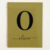 Monogram Script Name Personated Gold en Black Planner (Voorkant)