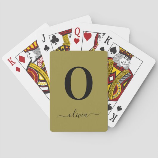 Monogram Script Name Personated Gold en Black Pokerkaarten (Achterkant)