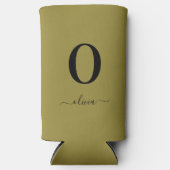 Monogram Script Name Personated Gold en Black Seltzer Blikjeskoeler (Voorkant)