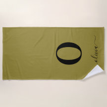 Monogram Script Name Personated Gold en Black