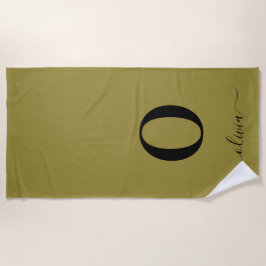 Monogram Script Name Personated Gold en Black Strandlaken