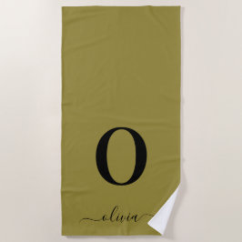 Monogram Script Name Personated Gold en Black Strandlaken