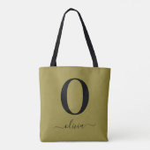 Monogram Script Name Personated Gold en Black Tote Bag (Achterkant)