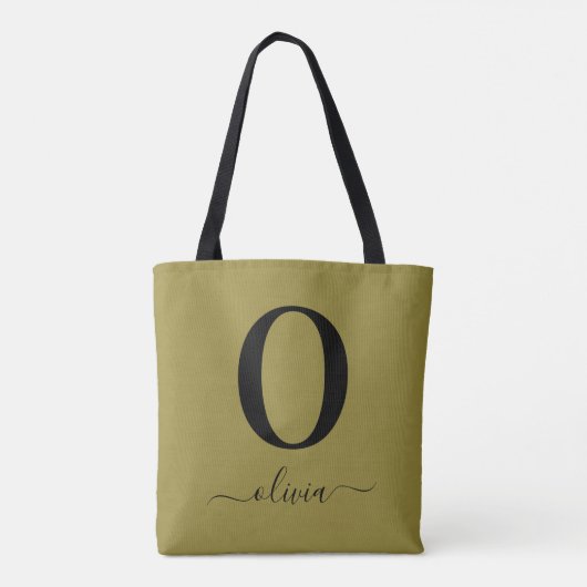 Monogram Script Name Personated Gold en Black Tote Bag (Achterkant)