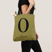 Monogram Script Name Personated Gold en Black Tote Bag (Dichtbij)