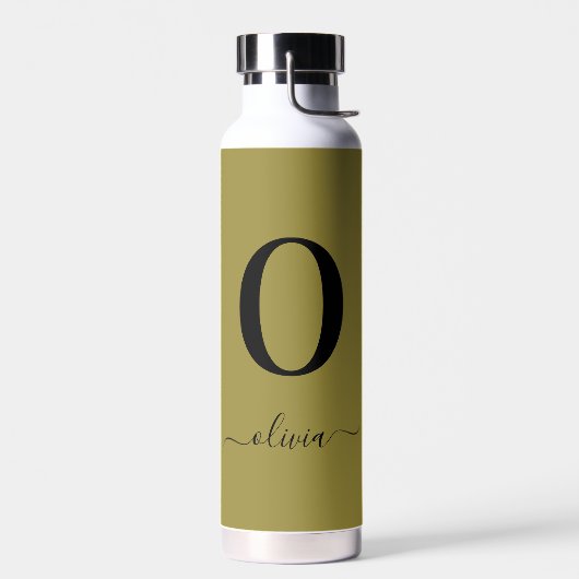 Monogram Script Name Personated Gold en Black Waterfles (Links)
