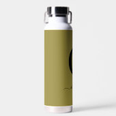 Monogram Script Name Personated Gold en Black Waterfles (Voorkant)