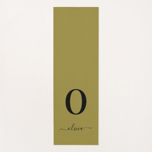 Monogram Script Name Personated Gold en Black Yogamat (Voorkant)