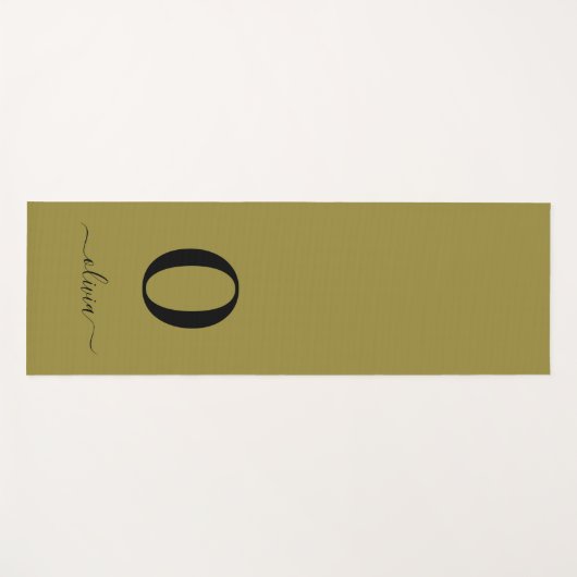 Monogram Script Name Personated Gold en Black Yogamat (Voorkant (horizontaal))