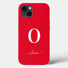 Monogram Script Name Personated Red and White Case-Mate iPhone Case