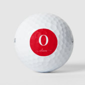 Monogram Script Name Personated Red and White Golfballen (Voorkant)