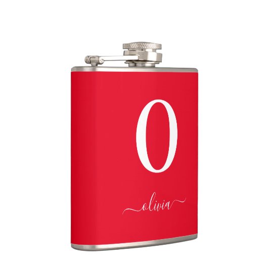 Monogram Script Name Personated Red and White Heupfles (Rechts)