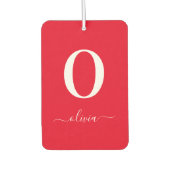 Monogram Script Name Personated Red and White Luchtverfrisser (Voorkant)