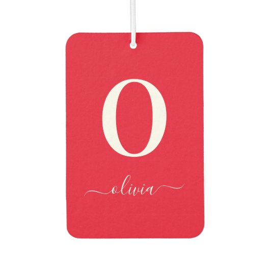 Monogram Script Name Personated Red and White Luchtverfrisser (Voorkant)