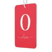 Monogram Script Name Personated Red and White Luchtverfrisser (Links)