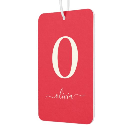 Monogram Script Name Personated Red and White Luchtverfrisser (Links)