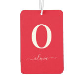 Monogram Script Name Personated Red and White Luchtverfrisser (Achterkant)