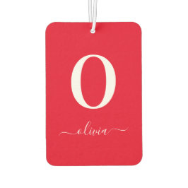 Monogram Script Name Personated Red and White Luchtverfrisser