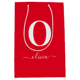 Monogram Script Name Personated Red and White Medium Cadeauzakje