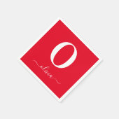 Monogram Script Name Personated Red and White Servet (Hoek)