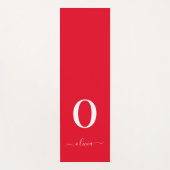 Monogram Script Name Personated Red and White Yogamat (Voorkant)
