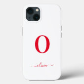 Monogram Script Name Personated White and Red Case-Mate iPhone Case (Achterkant)