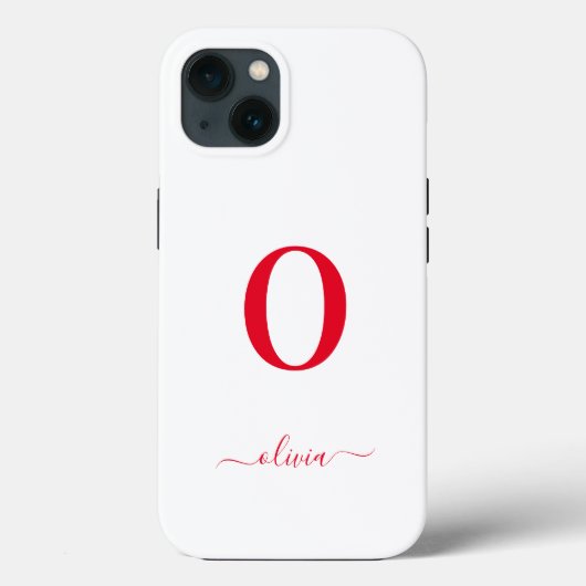 Monogram Script Name Personated White and Red Case-Mate iPhone Case (Achterkant)