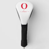 Monogram Script Name Personated White and Red Golfheadcover (Voorkant)