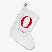 Monogram Script Name Personated White and Red Kleine Kerstsok (Voorkant (Hangend))