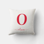 Monogram Script Name Personated White and Red Kussen (Achterkant)