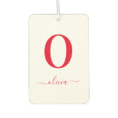 Monogram Script Name Personated White and Red Luchtverfrisser (Voorkant)